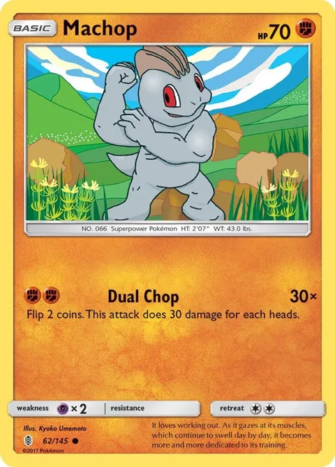 Machop 62 #62/145 Reverse Holofoil Pokémon card from SM - Guardians Rising