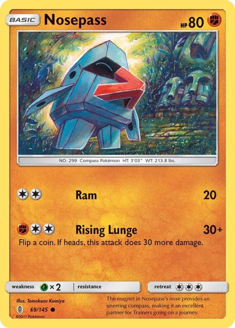 Nosepass #69/145 Pokémon card from SM - Guardians Rising