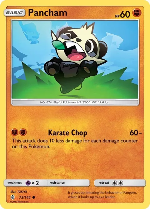 Pancham #72/145 Reverse Holofoil Pokémon card from SM - Guardians Rising