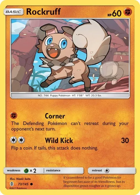 Rockruff #73/145 Reverse Holofoil Pokémon card from SM - Guardians Rising