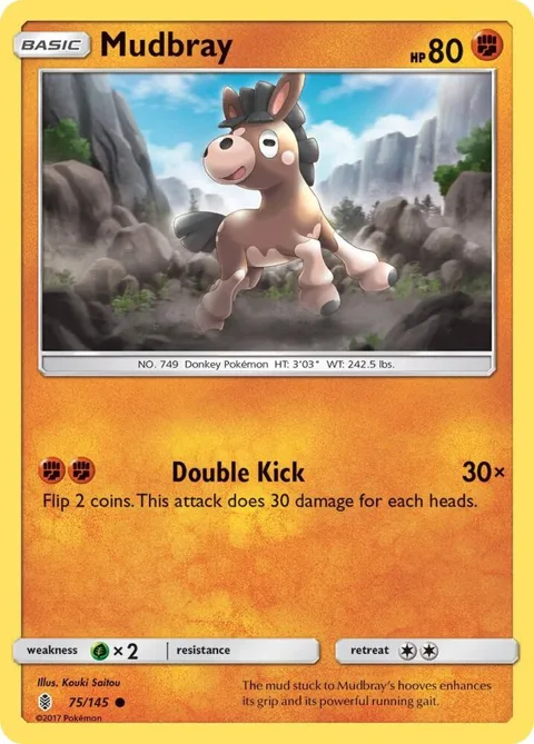 Mudbray #75/145 Reverse Holofoil Pokémon card from SM - Guardians Rising