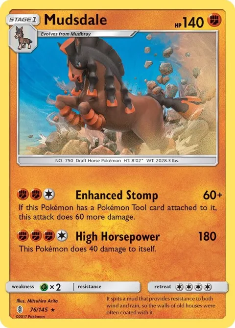 Mudsdale #76/145 Holofoil Pokémon card from SM - Guardians Rising