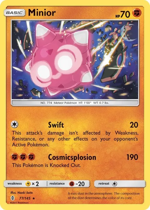 Minior #77/145 Holofoil Pokémon card from SM - Guardians Rising
