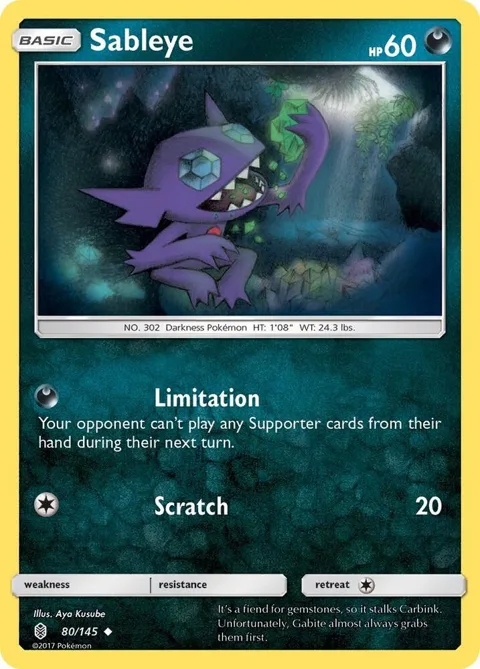 Sableye #80/145 Pokémon card from SM - Guardians Rising