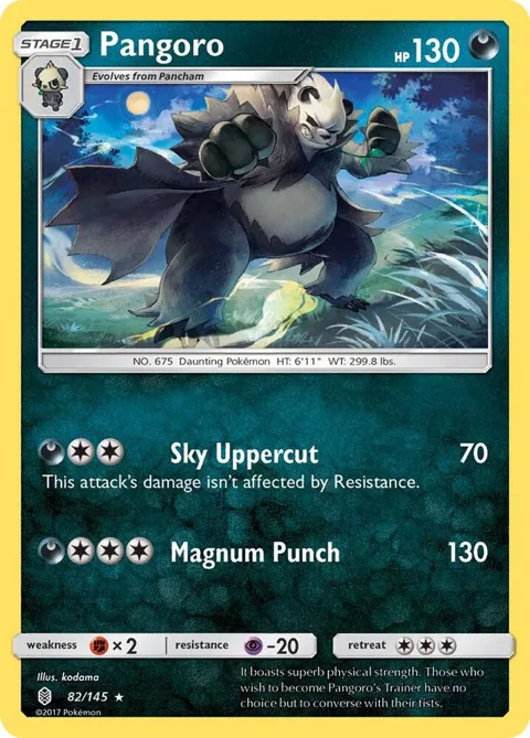 Pangoro #82/145 Reverse Holofoil Pokémon card from SM - Guardians Rising