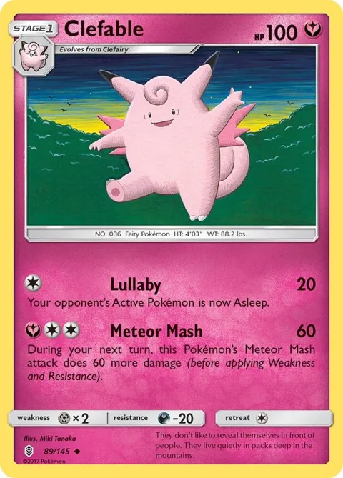 Clefable #89/145 Reverse Holofoil Pokémon card from SM - Guardians Rising