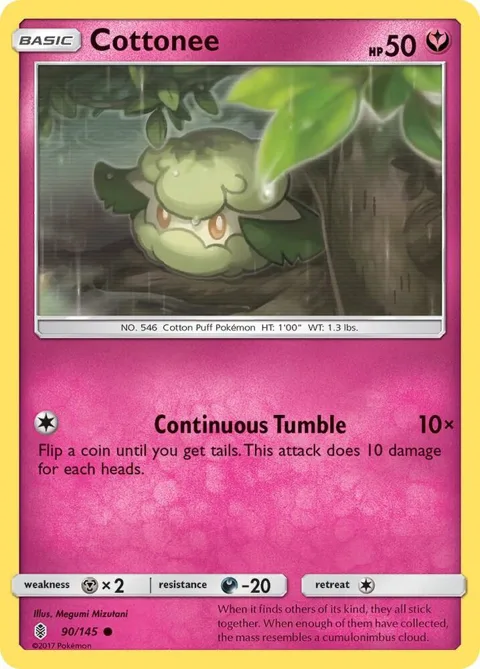 Cottonee #90/145 Reverse Holofoil Pokémon card from SM - Guardians Rising