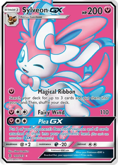 Sylveon GX Full Art #140/145 Holofoil Pokémon card from SM - Guardians Rising