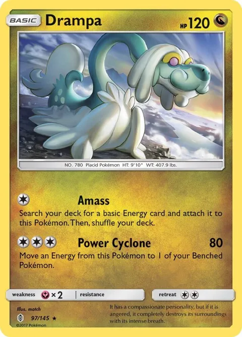 Drampa #97/145 Reverse Holofoil Pokémon card from SM - Guardians Rising