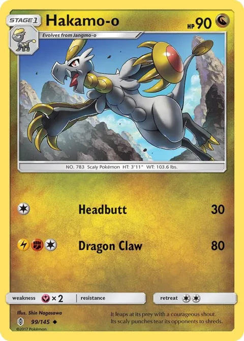 Hakamo-o #99/145 Reverse Holofoil Pokémon card from SM - Guardians Rising