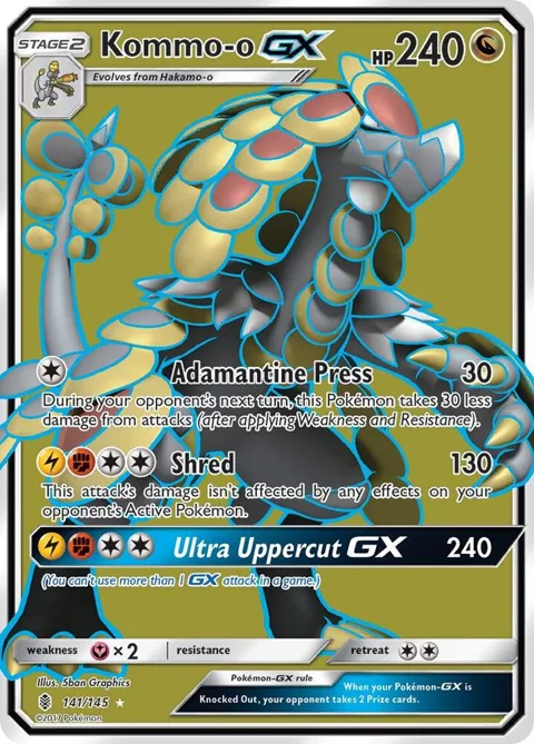 Kommo-o GX Full Art #141/145 Holofoil Pokémon card from SM - Guardians Rising
