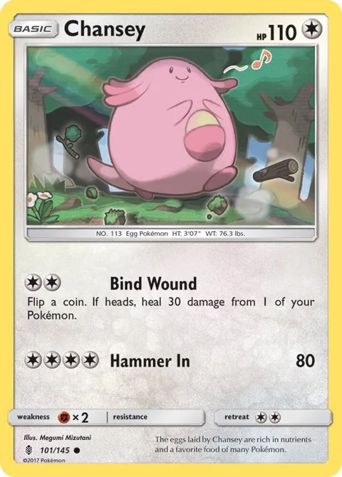 Chansey #101/145 Pokémon card from SM - Guardians Rising