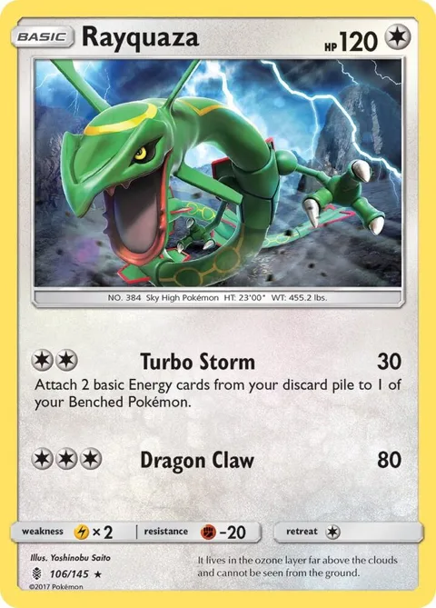 Rayquaza #106/145 Pokémon card from SM - Guardians Rising