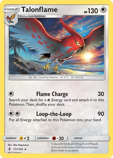 Talonflame #111/145 Reverse Holofoil Pokémon card from SM - Guardians Rising
