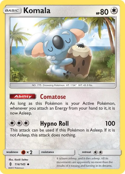 Komala #114/145 Reverse Holofoil Pokémon card from SM - Guardians Rising