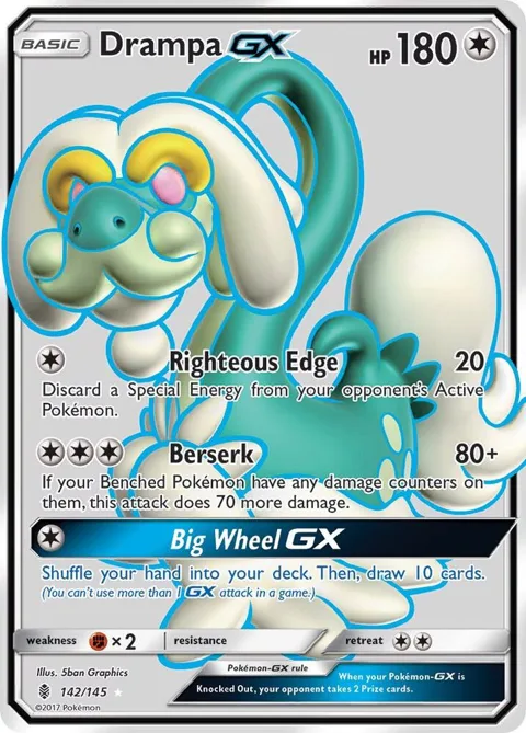 Drampa GX Full Art #142/145 Holofoil Pokémon card from SM - Guardians Rising