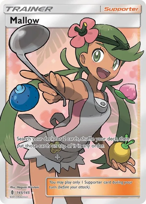 Mallow Full Art #145/145 Holofoil Pokémon card from SM - Guardians Rising