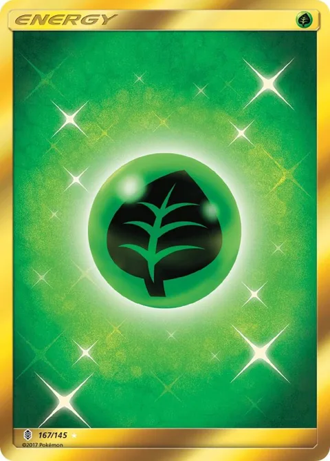 Grass Energy Secret Rare #167/145 Holofoil Pokémon card from SM - Guardians Rising