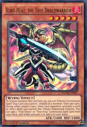 Ignis Heat, the True Dracowarrior MACR-EN021 1st Edition Yu-Gi-Oh card from Maximum Crisis