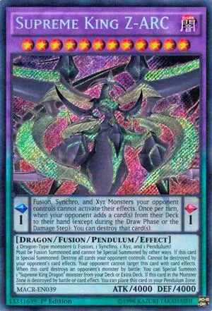 Supreme King Z-ARC MACR-EN039 1st Edition Yu-Gi-Oh card from Maximum Crisis