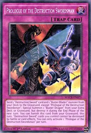 Prologue of the Destruction Swordsman MACR-EN075 1st Edition Yu-Gi-Oh card from Maximum Crisis
