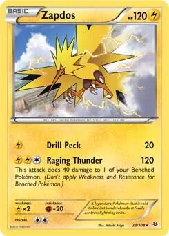 Zapdos - 23/108 XY Roaring Skies #023/108 Holofoil Pokémon card from Deck Exclusives