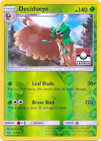 Decidueye - 11/149 Pokemon League #011/149 Reverse Holofoil Pokémon card from League & Championship Cards