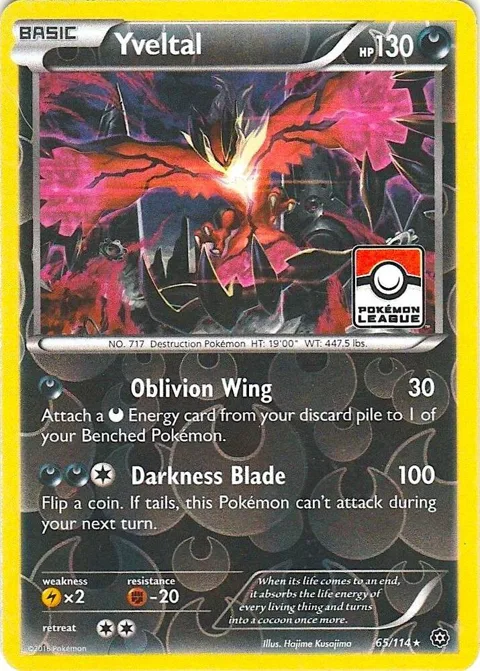 Yveltal - 65/114 Pokemon League #065/114 Reverse Holofoil Pokémon card from League & Championship Cards