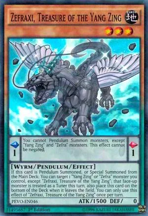 Zefraxi, Treasure of the Yang Zing PEVO-EN046 Yu-Gi-Oh card from Pendulum Evolution