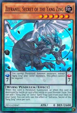 Zefraniu, Secret of the Yang Zing PEVO-EN047 Yu-Gi-Oh card from Pendulum Evolution