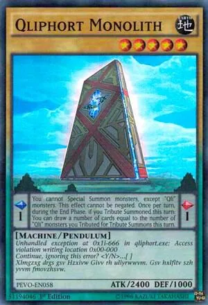 Qliphort Monolith PEVO-EN058 Yu-Gi-Oh card from Pendulum Evolution