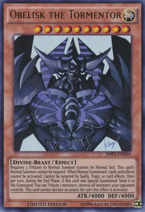 Obelisk the Tormentor JMPS-EN004 Yu-Gi-Oh card from Shonen Jump Magazine Promos