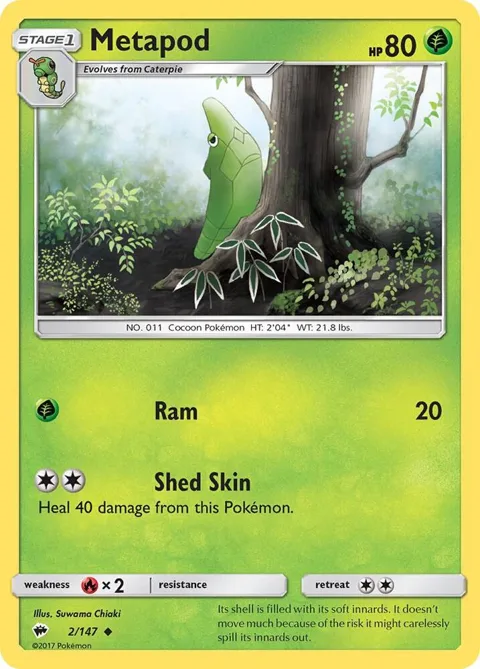 Metapod #2/147 Pokémon card from SM - Burning Shadows