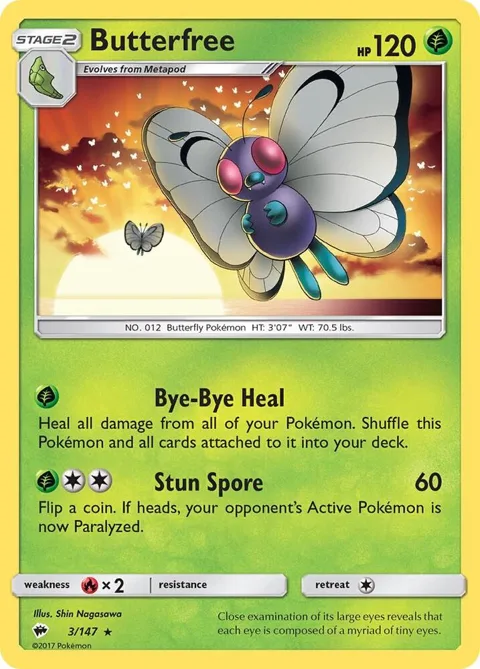 Butterfree #3/147 Reverse Holofoil Pokémon card from SM - Burning Shadows