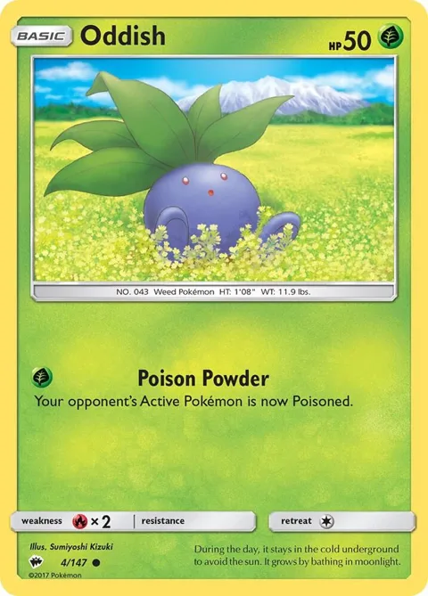 Oddish #4/147 Reverse Holofoil Pokémon card from SM - Burning Shadows