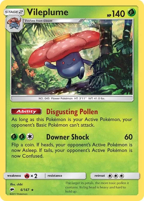 Vileplume #6/147 Reverse Holofoil Pokémon card from SM - Burning Shadows