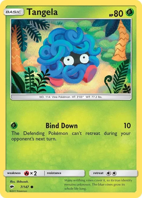 Tangela #7/147 Reverse Holofoil Pokémon card from SM - Burning Shadows