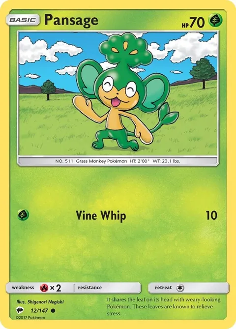 Pansage #12/147 Pokémon card from SM - Burning Shadows