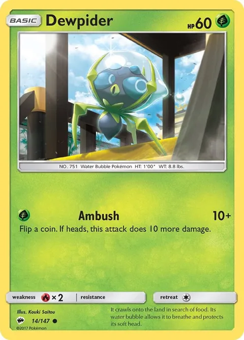 Dewpider #14/147 Reverse Holofoil Pokémon card from SM - Burning Shadows