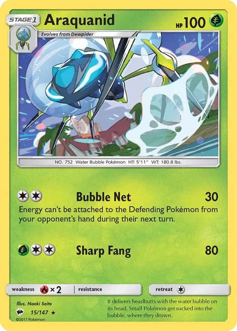 Araquanid #15/147 Reverse Holofoil Pokémon card from SM - Burning Shadows
