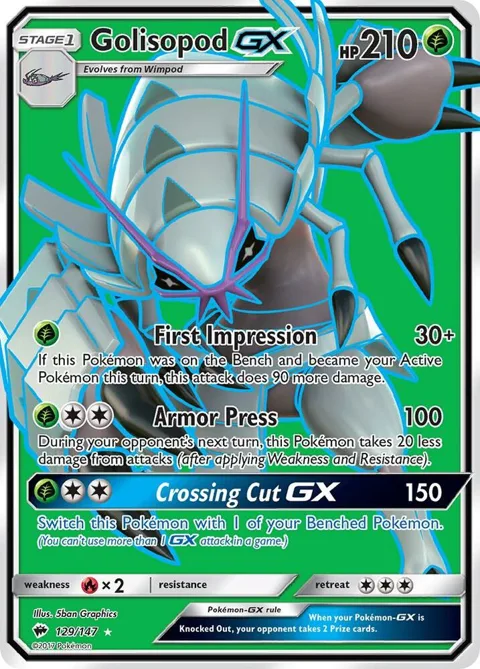 Golisopod GX Full Art #129/147 Holofoil Pokémon card from SM - Burning Shadows
