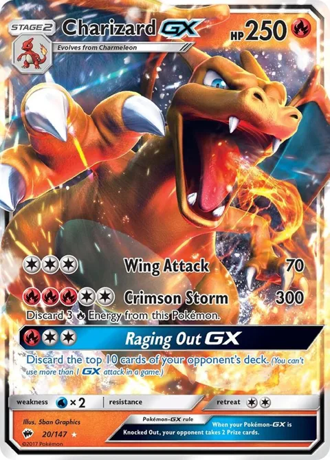 Charizard GX #20/147 Holofoil Pokémon card from SM - Burning Shadows