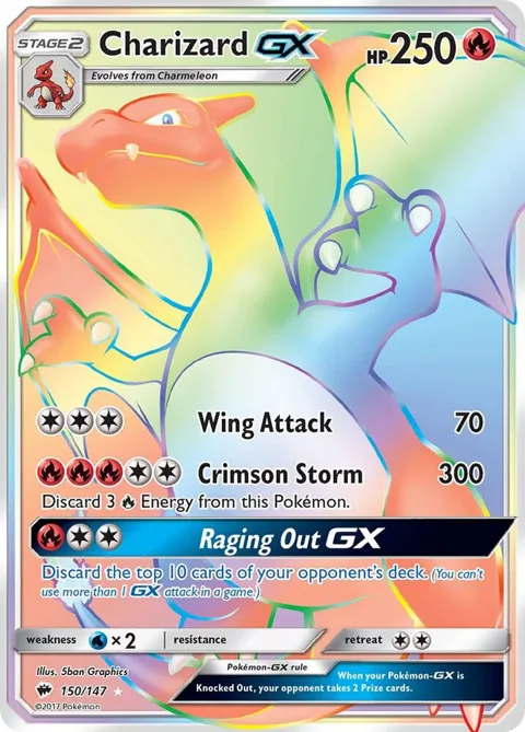 Charizard GX Secret Rare #150/147 Holofoil Pokémon card from SM - Burning Shadows