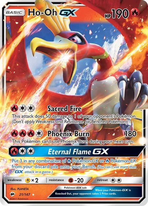 Ho-Oh GX #21/147 Holofoil Pokémon card from SM - Burning Shadows