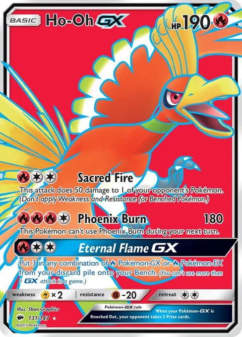 Ho-Oh GX Full Art #131/147 Holofoil Pokémon card from SM - Burning Shadows