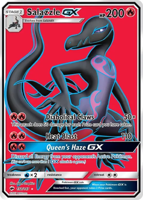 Salazzle GX Full Art #132/147 Holofoil Pokémon card from SM - Burning Shadows
