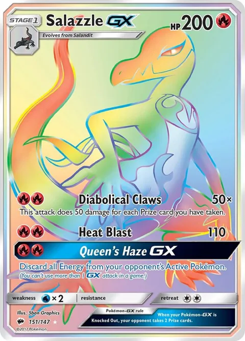 Salazzle GX Secret Rare #151/147 Holofoil Pokémon card from SM - Burning Shadows