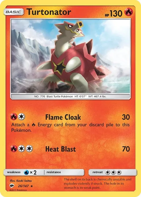 Turtonator #26/147 Reverse Holofoil Pokémon card from SM - Burning Shadows