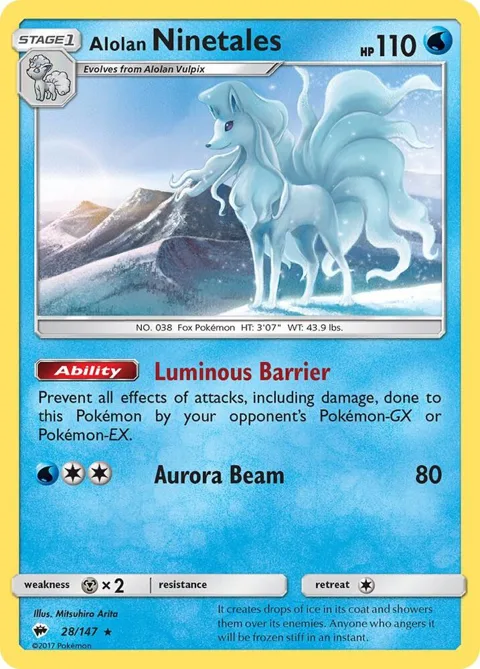 Alolan Ninetales #28/147 Reverse Holofoil Pokémon card from SM - Burning Shadows