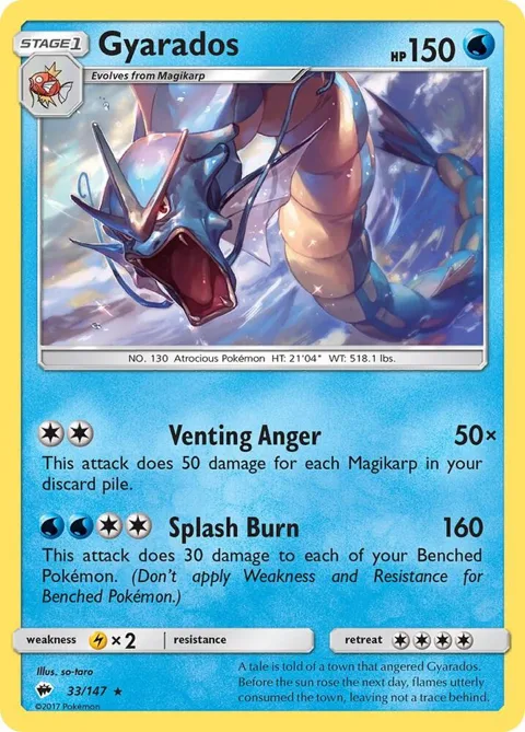Gyarados #33/147 Reverse Holofoil Pokémon card from SM - Burning Shadows